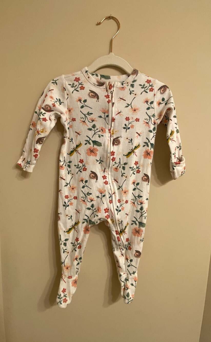 Old Navy Floral Print 2-Way Zipper Footed Sleeper 6-9 M